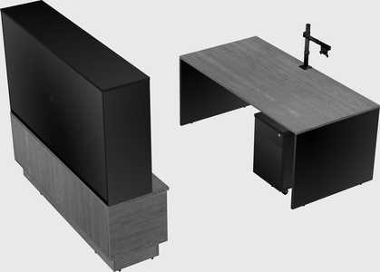 Parallel desk with low credenza