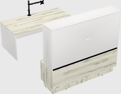 Parallel desk with low credenza