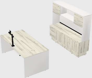Parallel desk with low credenza