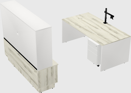 Parallel desk with low credenza