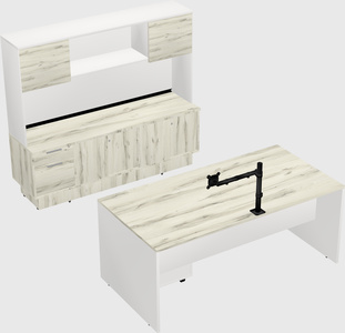 Parallel desk with low credenza