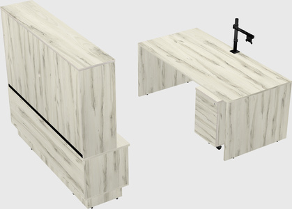 Parallel desk with low credenza