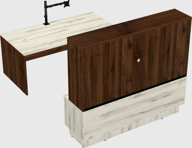 Parallel desk with low credenza