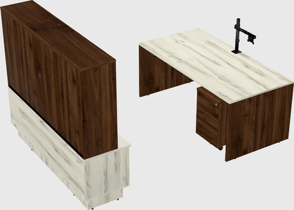 Parallel desk with low credenza