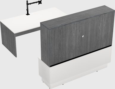 Parallel desk with low credenza