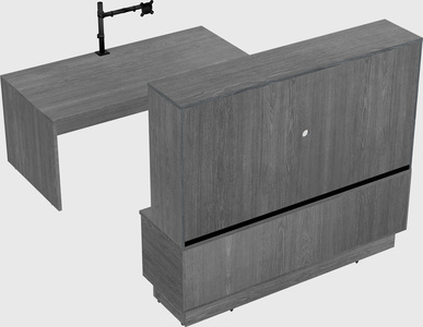 Parallel desk with low credenza