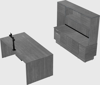 Parallel desk with low credenza