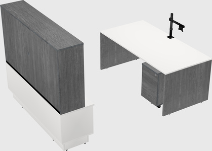 Parallel desk with low credenza
