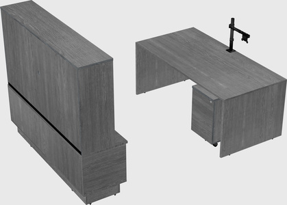Parallel desk with low credenza