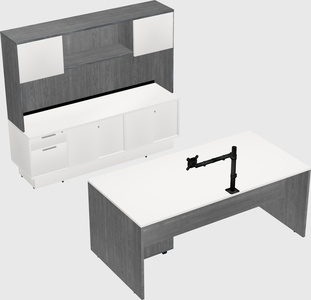 Parallel desk with low credenza