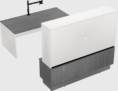 Parallel desk with low credenza