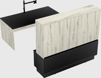 Parallel desk with low credenza
