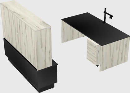 Parallel desk with low credenza
