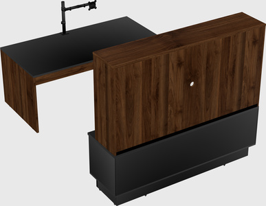 Parallel desk with low credenza