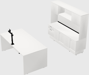 Parallel desk with low credenza