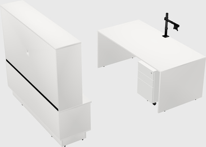 Parallel desk with low credenza