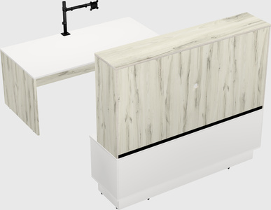 Parallel desk with low credenza