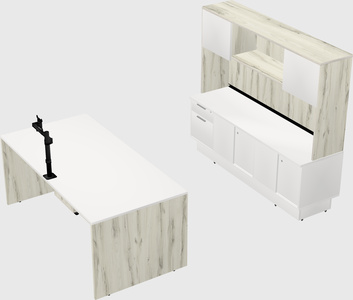 Parallel desk with low credenza