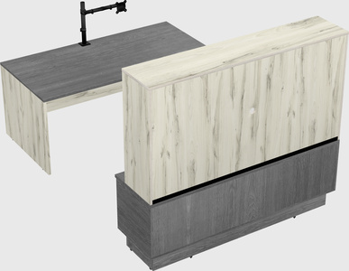 Parallel desk with low credenza