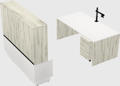 Parallel desk with low credenza