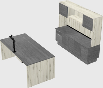 Parallel desk with low credenza