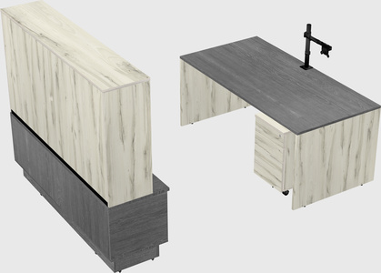 Parallel desk with low credenza