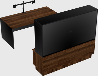Parallel desk with low credenza