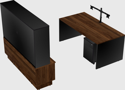 Parallel desk with low credenza