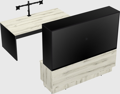 Parallel desk with low credenza