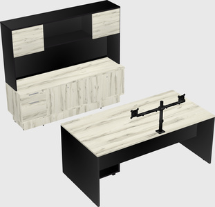 Parallel desk with low credenza