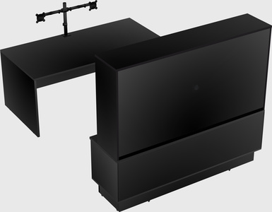 Parallel desk with low credenza