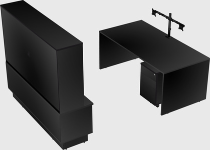 Parallel desk with low credenza
