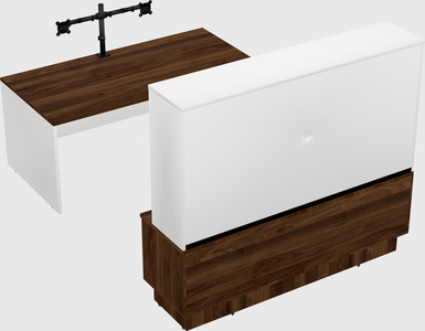 Parallel desk with low credenza