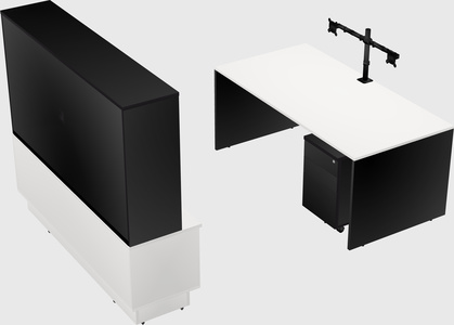 Parallel desk with low credenza