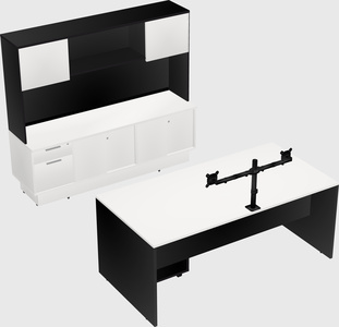 Parallel desk with low credenza