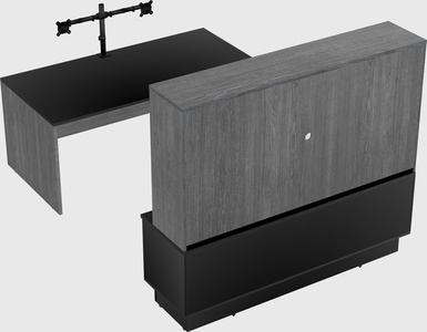 Parallel desk with low credenza