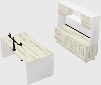 Parallel desk with low credenza