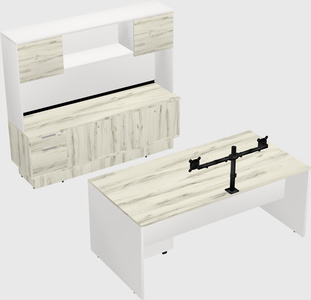 Parallel desk with low credenza