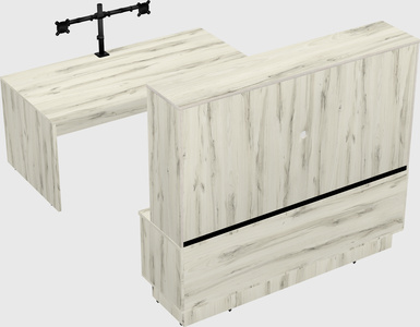 Parallel desk with low credenza
