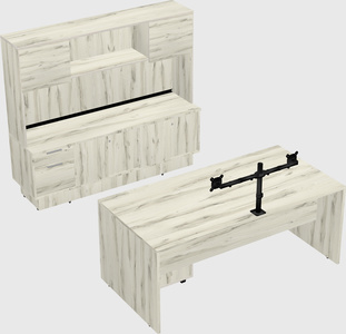 Parallel desk with low credenza