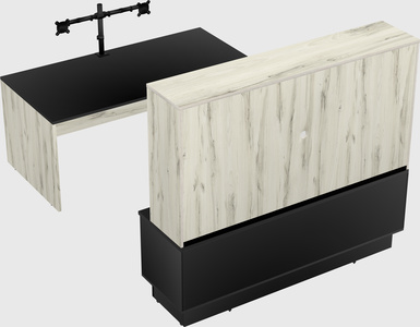 Parallel desk with low credenza