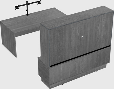 Parallel desk with low credenza