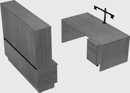 Parallel desk with low credenza
