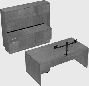Parallel desk with low credenza