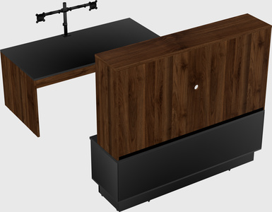 Parallel desk with low credenza