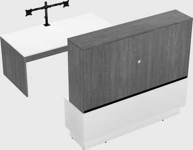 Parallel desk with low credenza