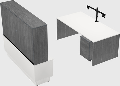 Parallel desk with low credenza