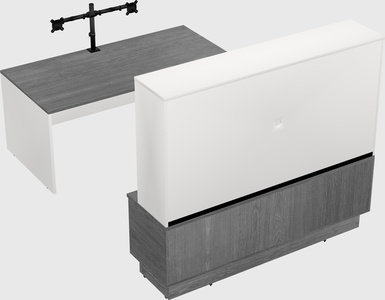 Parallel desk with low credenza