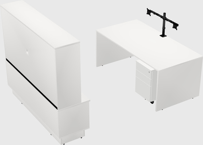Parallel desk with low credenza