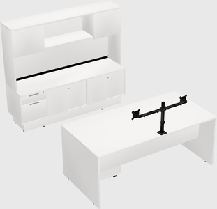 Parallel desk with low credenza